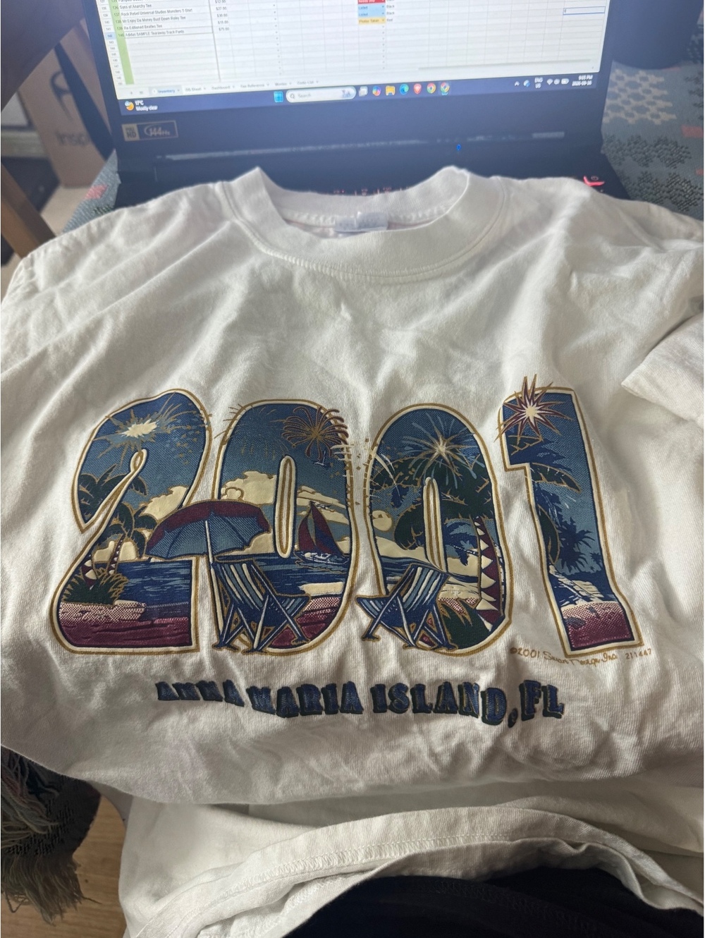 Vintage 2001 Anna Maria Island FL Beach Souvenir T-Shirt Size L